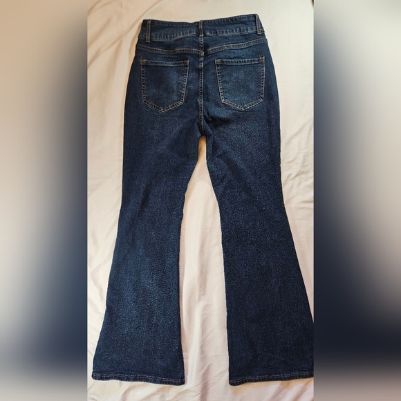 No Boundaries Juniors Dark Blue Flare Denim 5 Pocket Jeans Size 11 - Picture 11 of 12